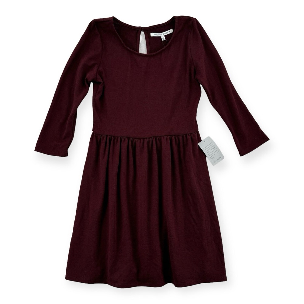 Collective Concepts Womens Small Burgundy Red Knit Fit & Flare Dress DS3927-07